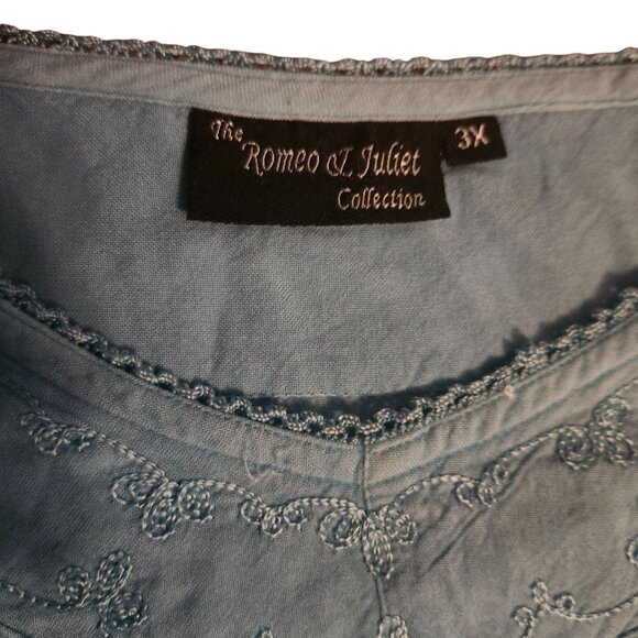 3X Aqua Blue Embroidered Fringe Hem Top Boho Romeo & Juliet Collection - Picture 4 of 7